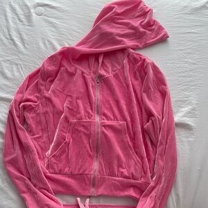 Pink Women's Velour Hoodie and Pants Set
